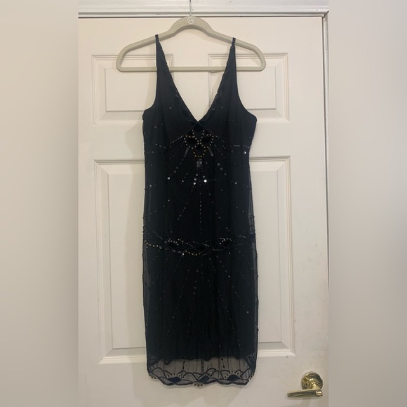 Eva Blue Y2K Black Silk Mesh & Sequince Size 8 Evening Dress.        2550 - Picture 1 of 8